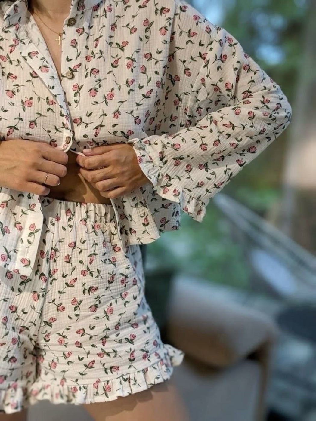 Pyjama femme bouton de rose