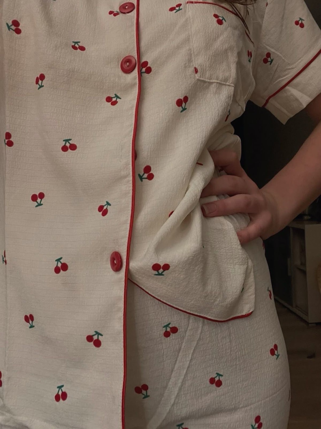 Pyjama cerise détail