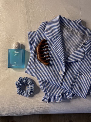 Pyjama rayé azur détail